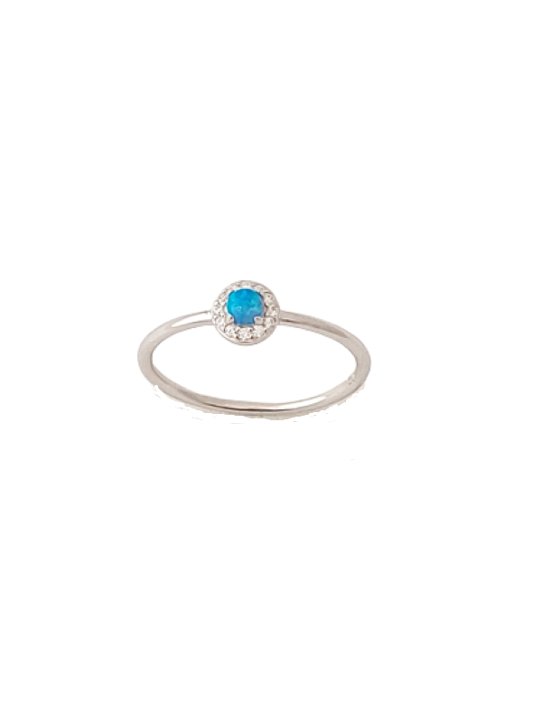 Opálový prsten s kulatým opálem a zirkony